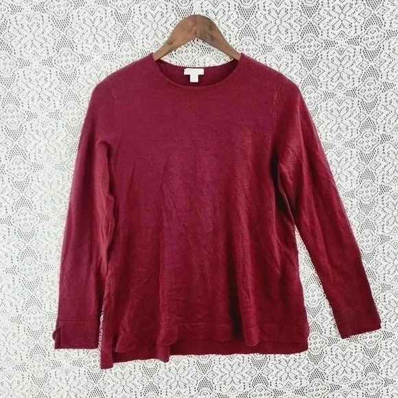 J. Jill 100% Merino Wool Crew neck Pullover Women's Sweater S Burgundy - Picture 1 of 8